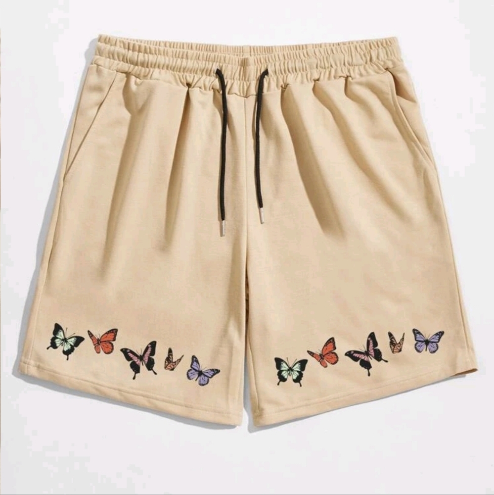 Mens Drawstring waist Butterfly print shorts
